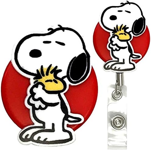 Snoopy and Woodstock Inspired Real Charming Premium Decorative ID Badge Holder (Belt Clip HD)