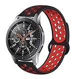Compatible Samsung Gear S3 Frontier/Samsung Galaxy Watch 46mm Bands,22mm Silicone Breathable Replacement Strap Quick-Release Pin for Gear S3 Frontier Smart Watch (Black-Red)