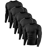 Orrfreer 5,6 Pack Compression Shirt Men Long Sleeve Cooling Dry Athletic Workout Base Layer Running Tops