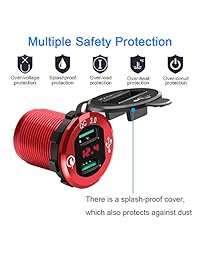 Cargador de coche dual USB QC3.0, Opluz carga rápida 4,8 A USB para coche, enchufe x2 y salida de alimentación impermeable con voltímetro LED para coche de 12 V 24 V, barco, marino, RV, motocicleta móvil incorporado 10 A fusible DIY Kit de coche