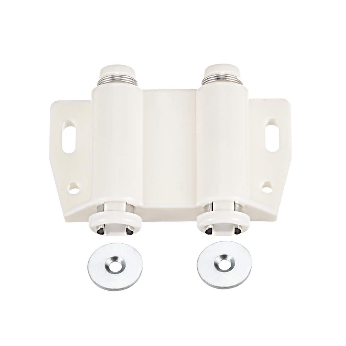 Sourcingmap Double Magnetic Touch Catch Latch Plastic PE White for Cabinet Door Shutter