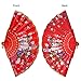 Tayfremn 10pcs Floral Folding Hand Fan Flower Pattern Gold Side Lace Handheld Folding Fans Women Hand Folding Fans Vintage Retro Style Folding Fan