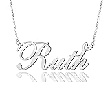 AOLO Ruth Heart Name Necklace Silver Stainless
