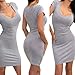 Fedi Summer Women's Cotton Stretch Bodycon Party Cocktail Short Slim Pencil Dress, Grey, Small