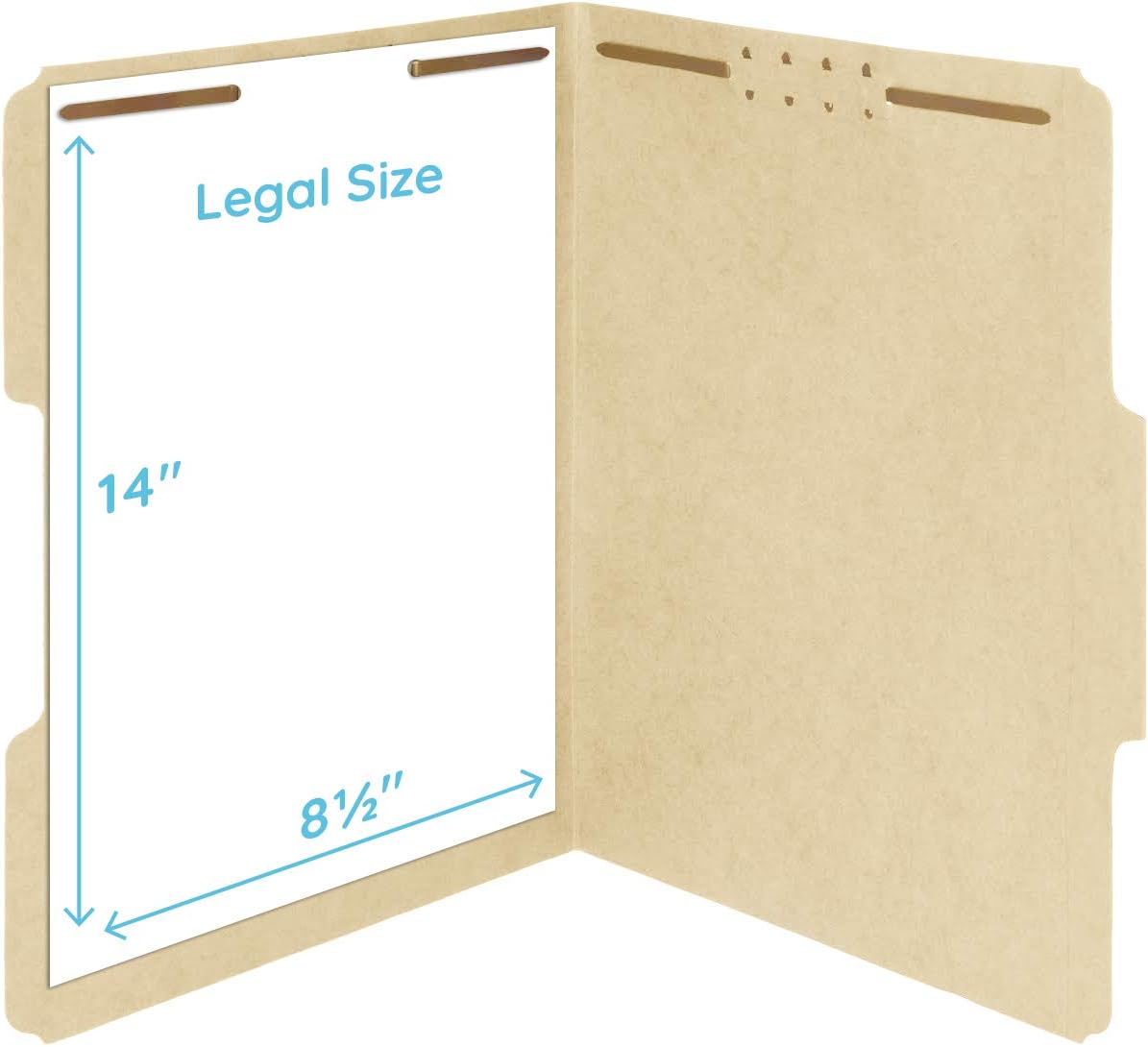 50 Legal Size 1/3 Cut Fastener File Folders - Reinforced Top Tab - Durable 2 Prongs Designed to Organize Standard Legal and Medical Files, Law Office Reports - Legal Size, Manila, 50 Pack : Office Products