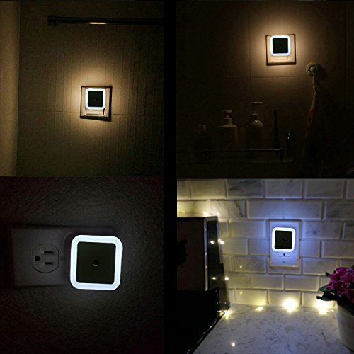 Plug-In Night Light, Daylight White LED Nightlight, Dusk-To-Dawn Sensor, Bedroom, Bathroom, Kitchen, Hallway, Stairs, Energy Efficient, 6-pack