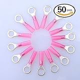 Glarks 50pcs 22-16 Gauge M8 Ring Nylon Heat Shrink Waterproof Quick Disconnect Electrical Insulated Crimp Terminals Connectors Assortment Kit