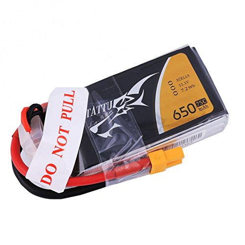 Tattu LiPo Battery 650mAh 11.1V 75C 3S Lipo Battery Pack with XT30 plug