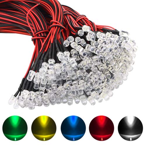 WMYCONGCONG 210 PCS 12V DC 5mm LED Diodes Light Pre Wired 20cm Bulb Lamp Mixed Color (210 PCS)