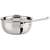 All-Clad 4213 Stainless Steel Tri-Ply Bonded Dishwasher Safe Saucier Pan with Lid / Cookware, 3-Quart, Silver -