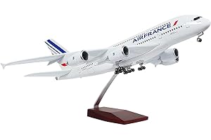 ANDSYYDS 1:160 Scale Large Model Airplane Airbus A380 Air France Plane Model Diecast Plastic Resin Model Planes for Collection or Gift (with Light, White)