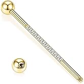Hopply Industrial Piercing Jewelry 16G Surgical Steel Industrial Piercing Barbell Earring with CZ Body Piercing Cartilage Earring Jewelry 1 1/2 Inch 38mm for Women Men