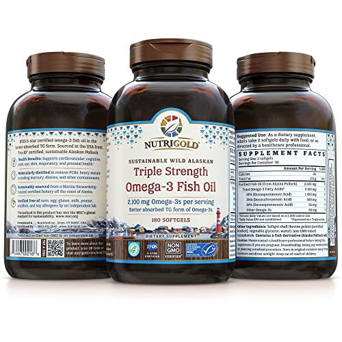 Nutrigold Triple Strength Omega3 Fish Oil Supplement, Better Absorbed
