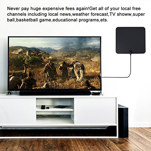 TV Antenna, Indoor Digital HDTV Antenna Amplified 75 Mile Range 5K HD VHF UHF Freeview with Detachable Amplifier Signal Booster for All Types of Home Smart Television