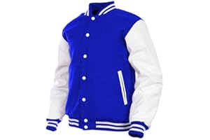 Men's Varsity Jacket Genuine Leather Sleeve and Wool Blend Letterman Boys College Varsity Jackets XXS-5XL