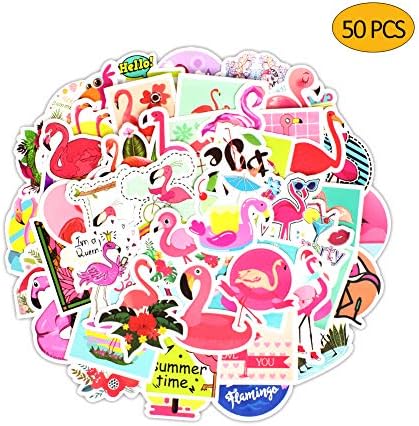 50 Pcs Flamingo Stickers for Laptop Car Luggage Bicycle Motorcycle Computer Skateboard Snowboard Water Bottle