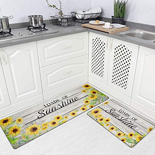 Pauwer Anti Fatigue Kitchen Mat and Rug Set 2 Piece Cushioned Kitchen