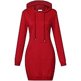 MISSKY Women's Pullover Hooded Kangaroo Pocket Sweatshirt Casual Hoodie Dress