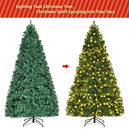 Goplus 8FT PreLit Artificial Christmas Tree, Premium Hinged Spruce
