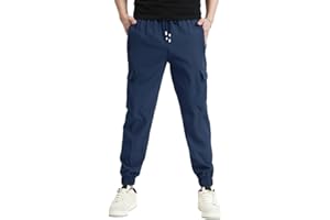 HONCAN Boys Cargo Joggers Pants Outdoor Youth Quick Dry Hiking Pants Lightweight Athletic Pants with Zipper Pockets