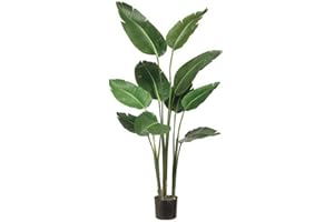 TRESIL Silk Decor 5' Artificial Bird of Paradise Plant in Plastic Pot