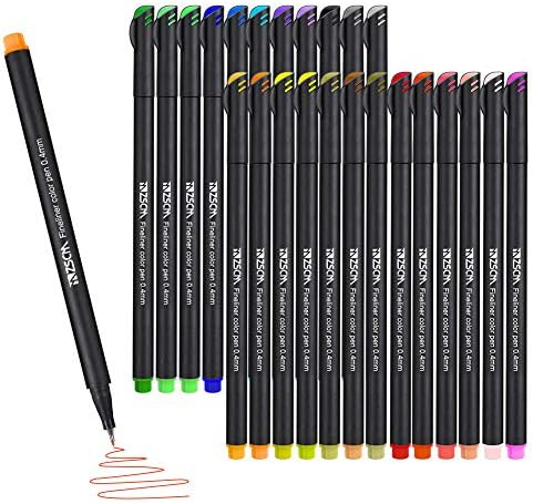 ZSCM 24 Coloring Markers Journal Planner Pens, Coloured Superb Level Drawing Pen Fineliner Pens for Bullet Journaling Writing Word Taking Calendar Artwork College Workplace Provides Tasks