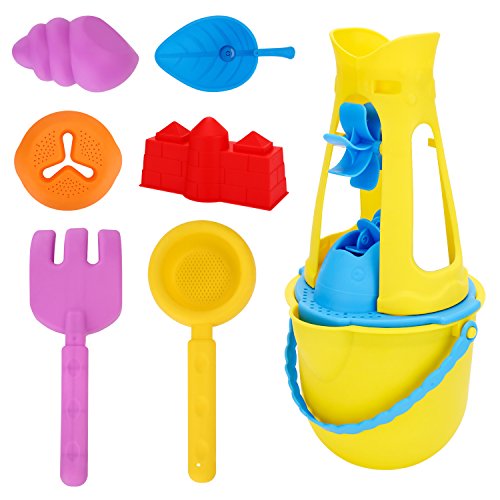 image for Young Choi's Kids Beach Sand Toy Mold Set with Reusable Backpack, Gree