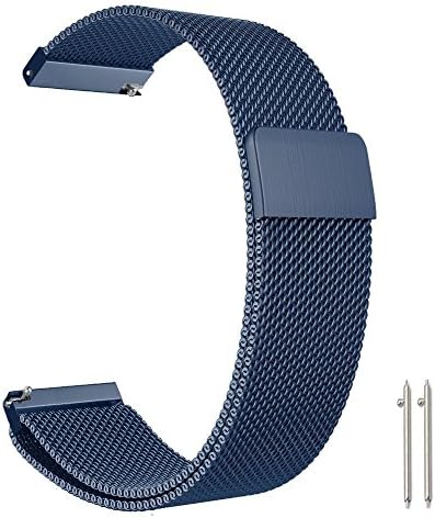 Hollyfun 18mm Replacement Smartwatch Band Fossil Q Men & Women Milanese Loop Magnetic Clasp Mesh Stainless Steel Metal Bracelet Strap Quick Release Watch Band Smart Watch(Navy Blue, 18mm)