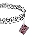 COZYLIFE Black Stretch Gothic Tattoo Henna Magic Choker Necklace with 26 Letter Pendant (A)