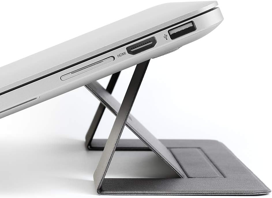 memumi Invisible Laptop Stand Adhesive lightweight Portable Foldable Notebook Holder Anti-Slide Laptop Riser，Adjustable Ergonomic Desktop Laptop Cooling Holder for Desk(Gray)