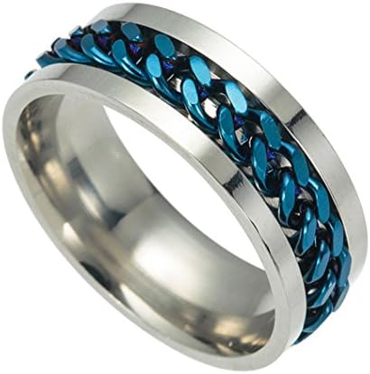 Mens Boys Popular Titanium Steel Chain Rotation Ring AfterSo Fashion Exquisite Pretty Cross Border Ring Jewelry Anniversary Cocktail Engagement Jewelry Romance Gift for Her / Girlfriend (12, Bule)