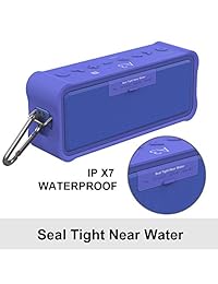 Douni   Altavoz de ducha portátil A3 inalámbrico para exteriores, Bluetooth, resistente al agua, IPX7, resistente al polvo, 20 W, micrófono integrado, base DSP mejorada, tarjeta TF, banco de energía NFC Azul