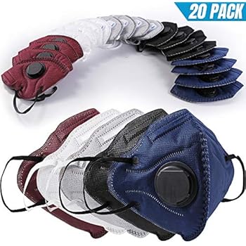 BC N95 Particulate Respirator Mask 20 Pack Disposable Dust Mask with Exhalation Valve for Construction Cleaning Air Pollen Allergy Woodworking Gardening Sanding Painting