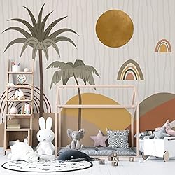 Muravie Boho Palm Tree with Sun Wallpaper- Boho