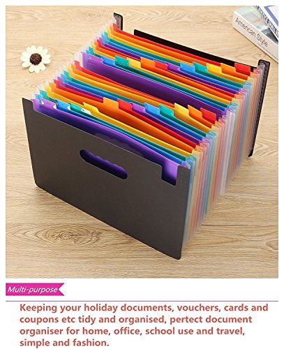 24 Pockets Expanding Files Folder/ A4 Expandable File organizer/ Portable Accordion File Folder/ High Capacity Stand/ Plastic Business File Organizer Box-by Blinyang
