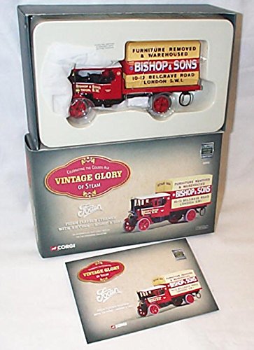 corgi foden flatbed steamer with liftvan bishop and sons certificate number 0004 1.50 scale limited edition diecast model