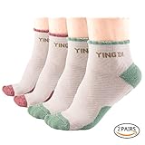 Yingdi Copper Compression Padded Cushion Socks for Women - Moisture Wicking and Antimicrobial Pink and Green Pack of 2 Pairs
