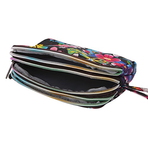 BKID Waterproof Cell Phone Pouch Handbag Wristlet Bag Small Purse 3 Zipper Pocket Purse for Women Girls (3#)