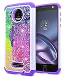 Moto Z Force Case, Moto Z Force Droid Case, NageBee - Hybrid Protective Armor Soft Silicone Cover with Studded Rhinestone Bling Design Hard Case for Moto Z Force Droid Edition (Rainbow)