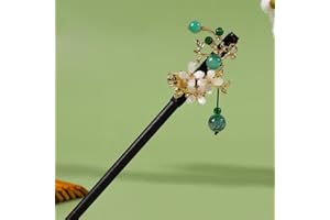 Hair Stick Pins Handmade Women Hair Ornaments Chinese Flower Hair Sticks Decorative Ancient Style Wooden(Style E)