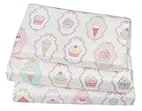 J-pinno Cute Cartoon Ice Cream Cup Cake Printed Twin Sheet Set for Kids Girl Children,100% Cotton, Flat Sheet + Fitted Sheet + Pillowcase Bedding Set