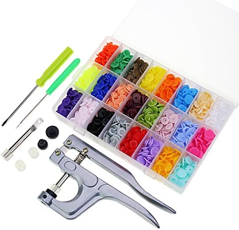 AuSL Plastic Snap Buttons 360 Sets 24 Colors DIY Fastener Buttons with Snaps Press Pliers Set for Clothes Sewing and Crafting