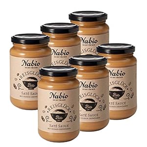 Nabio Reisglück „Sate Sauce“ indonesische Reissauce, Bio Fertiggericht aus Erdnüssen, vegan, 6er Pack (6 x 325 ml)