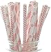 Food With Fashion Baby Girl Pink Baby Shower Straws - Pink Paper Straws for Drinking, Pink Zig Zag, Polka Dot & Striped Straws for a Princess, 25 Pack