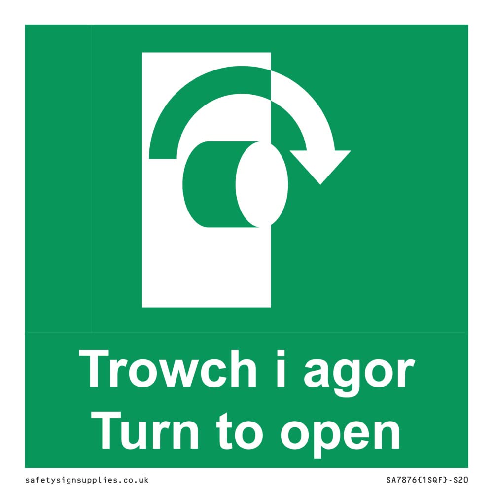 Trowch i agor Turn to open Sign - 200x200mm - S20