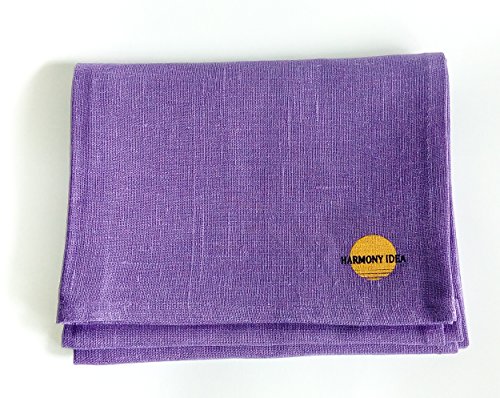 Harmony Idea Organic Soft Linen 100% Flax Bath Towels. Best quick dry Towel for travel, beach and pool. 28" X 58" (Violet)