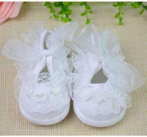 Rivchell Girls Christening Shoes Religious White New Born Baby 0-12 Months Lace Crib Soft Lace White Plain Fashion Stylish Casual (Size 11 9-9.5cm (3.54 Inches to 3.93 Inches)