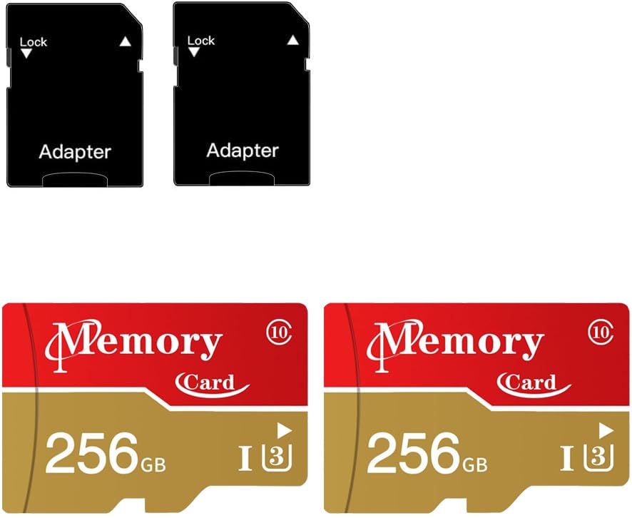 Photo 1 of 2 Pack Micro Card Memory Cards 256GB TF Card with 2 Adapter C10 U3 UHS-1 A1 for Camera/Smartphone/Drone/Dash Cam/Action Cam