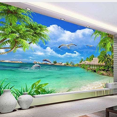 Amazon Com Lifme Hd Coconut Tree Seaside Landscape Nature Wallpaper Living Room Theme Hotel Maldives Beach 3d Mural 3d Paisagem 280x200cm Home Kitchen