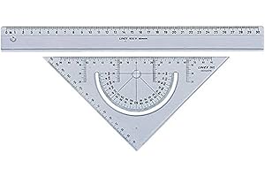 Linex 100414077 Geometry Set Including Ruler Protractor with Built-in Protractor Acrylic 30 cm for Drawing and Measure 1 Kit 18 cm Transparent